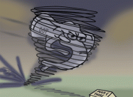 Speaking of Bad Storms (editorial cartoon on GOP by Paul Jamiol)