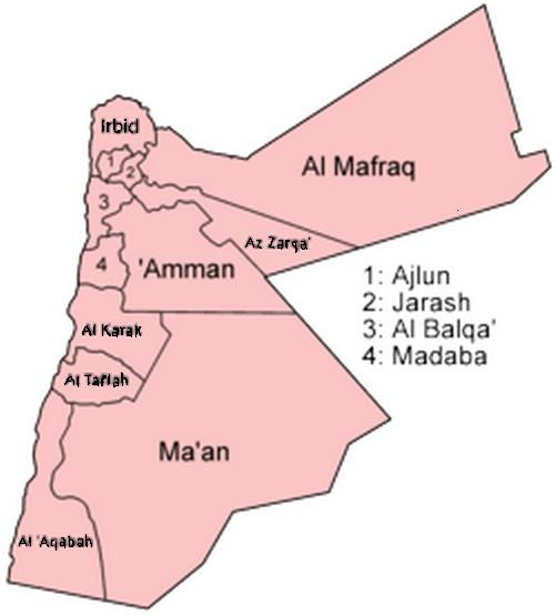 maps of jordan. Map of Jordan with Provinces