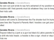 Geraldo wears the Hoodies he Blames for Shooting