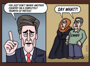 Kerry on Invading other Countries on a Trumped Up Pretext (Editorial Cartoon)