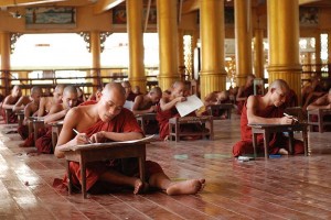 Monks take an examination in Bago, Myanmar. (February 26, 2008), Wikimedia Commons