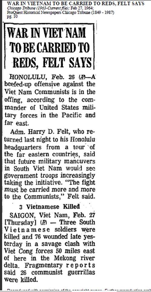 Chicago Tribune 1964 Article on Vietnam
