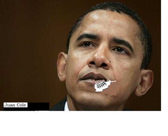 stitches Obama's stitches in the shape of Afghanistan