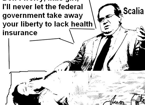 Scalia and the Uninsured Children (Cartoon)