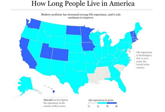 Low Life Expectancy Tracks With Opposition To Obamacare Map