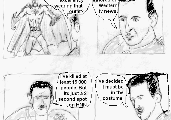 Al-Assad in Spandex(Political Cartoon)