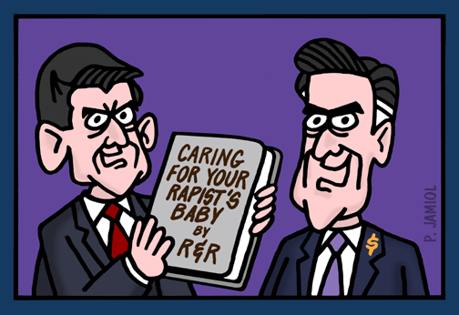 Romney & Ryan Self-Help Book on Rape (Jamiol Cartoon)