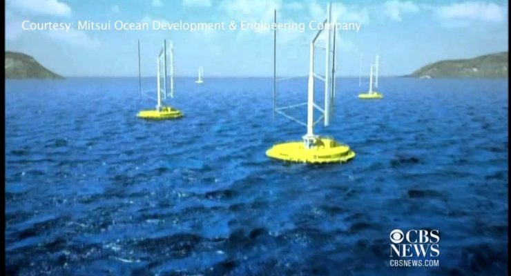 “Capturing football fields” of power – Offshore Wind-Wave Energy Farms in Japan and California