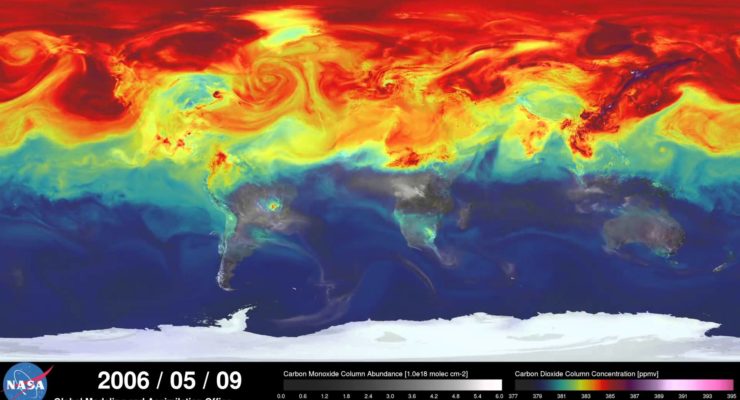 How human-emitted Carbon Dioxide Circulates in Earth’s Atmosphere (NASA)