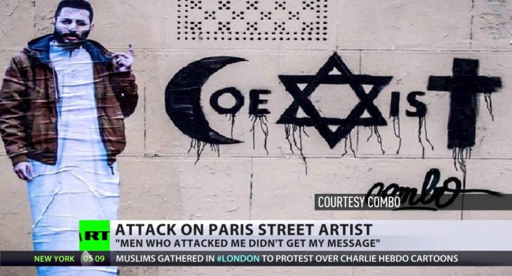Beaten over call for co-existence: French artist’s religious graffiti