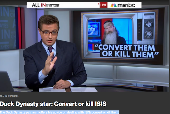 Duck Dynasty star to Hannity: Convert or kill ISIS  (Chris Hayes)
