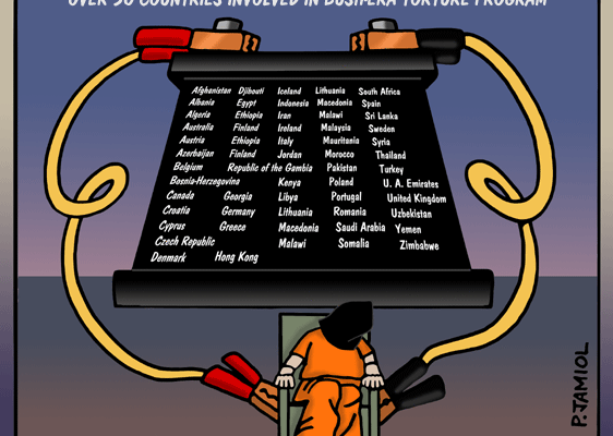American Torture:  The 50-Nation Hall of Shame (Jamiol Cartoon)