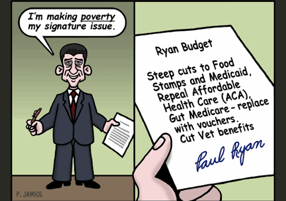 Rep. Paul Ryan targets Poor as his “Signature Issue”, and I do Mean Targets (Cartoon)