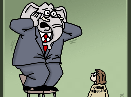 “A Profile in Cowardice” (Political Cartoon)