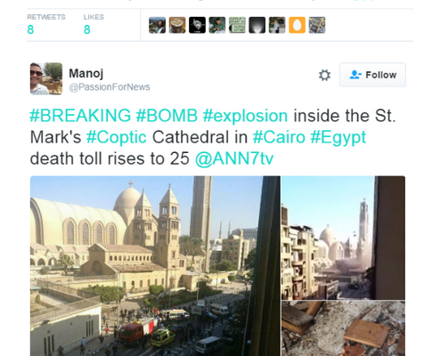 Life under the Junta: Deadly Explosion at Cairo’s Coptic Christian Cathedral Kills 25