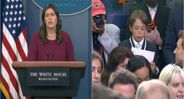 Schoolboy’s Angst over School Shootings chokes up Sarah Sanders, who offers a “Commission” (Video)