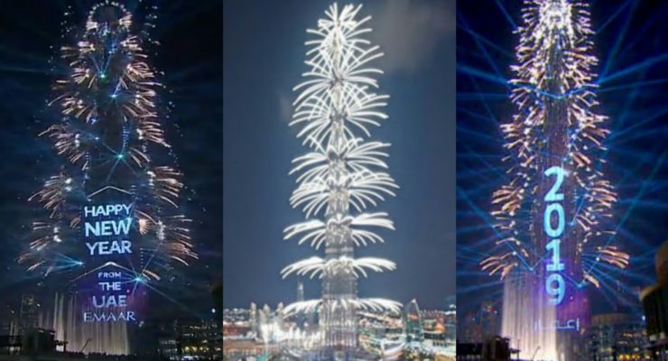 Dubai New Year 2019 Fireworks & Laser Show at Burj Khalifa