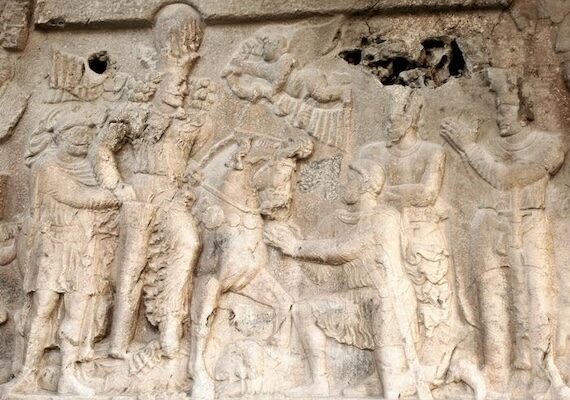 A Roman emperor grovelling to a Persian King:  A new Statue in Tehran